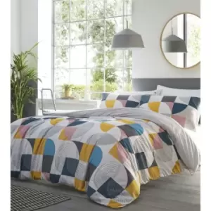 Image of Home Ari Multicoloured Geometric Reversible King Size Duvet Cover Set Bedding - Multi - Portfolio