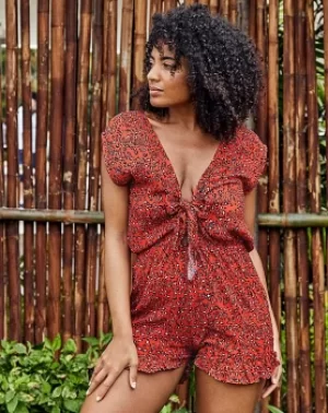 Image of Mala Tie Front Leopard Print Playsuit