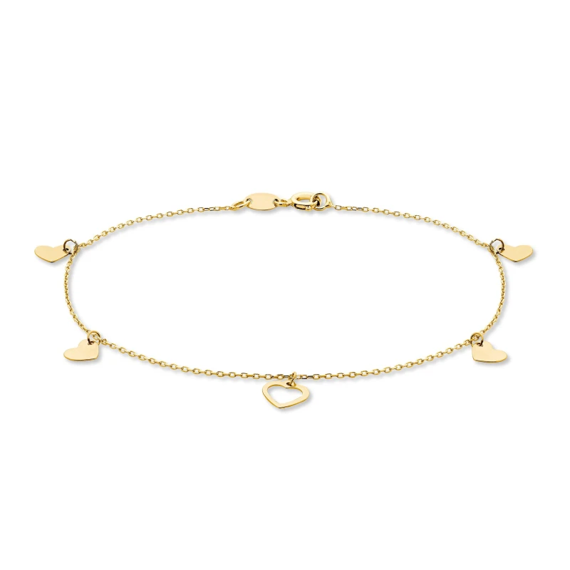 Image of Be You 9ct Gold Dangly Hearts Bracelet Yellow Gold female 7.5inch