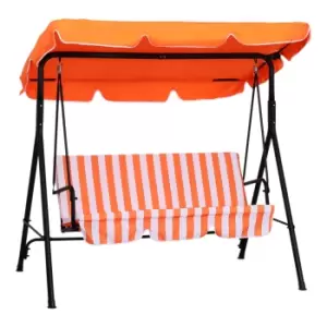 Image of Outsunny 3 Seater Canopy Swing Chair Garden Rocking Bench Heavy Duty Patio Metal Seat w/ Top Roof - Orange