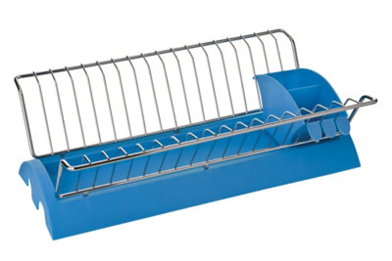 Image of Interiors by Premier Laurie Blue Plastic And Chrome Wire Dish Drainer Blue