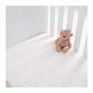 Image of Silentnight Safenights Cot Fitted Sheet pair - Pink Star