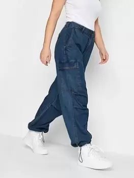 Image of PixieGirl Petite Denim Parachute Trouser, Blue, Size 8, Women