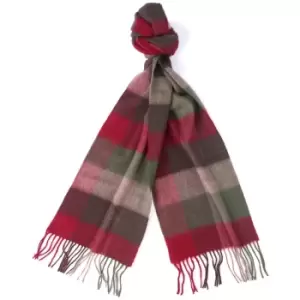 Image of Barbour Unisex Large Tattersall Scarf Dark Green/Taupe/Red