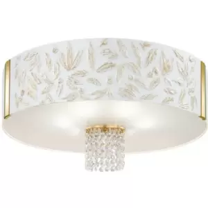 Image of 14kolarz - Elegant ceiling light EMOZIONE 24 Carat Gold 6 bulbs white lampshade liberta
