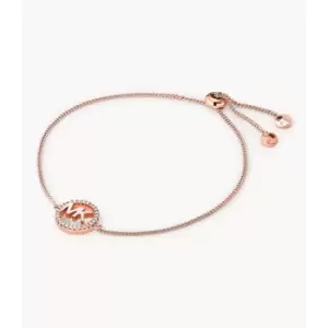 Image of Michael Kors Womens Kors Mk 14K - Plated Sterling Silver Logo Slider Bracelet - Rose Gold