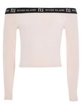 Image of River Island Bardot Long Sleeve Top Pink Size 11-12 Years Girls