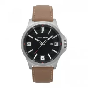 Image of Police Clan Watch with Tan Leather Strap