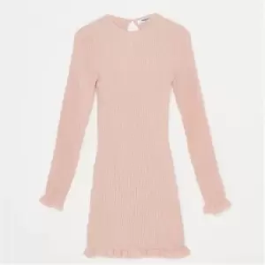 Image of Missguided Petite Crew Neck Shirred Mini Dress - White