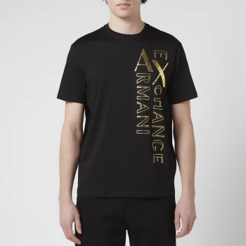 Image of Armani Exchange Mens Diagonal Gold Ax T-Shirt - Black - L