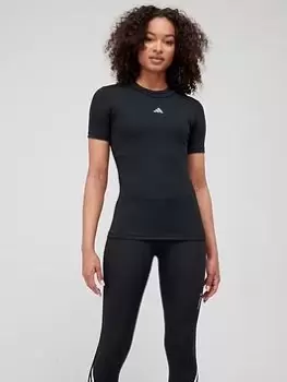 Image of adidas Tech Fit Train T-Shirt - Black/White, Size S, Women