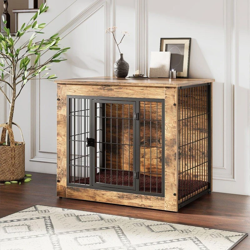 Image of KIDKID PET Farmhouse Style Dog Crate Brown unisex One size