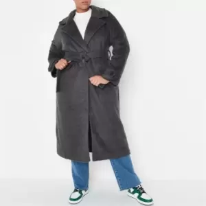 Image of Missguided Plus Size Longline Formal Coat - Grey