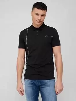 Image of Armani Exchange Regular Fit Polo Shirt, Black, Size S, Men