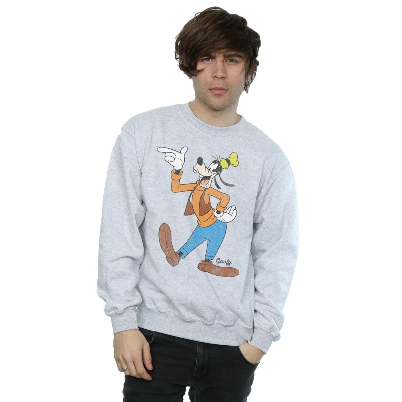 Image of Disney Men Classic Goofy Sweatshirt in Grey Size: Small Grey S Male 5063300603390