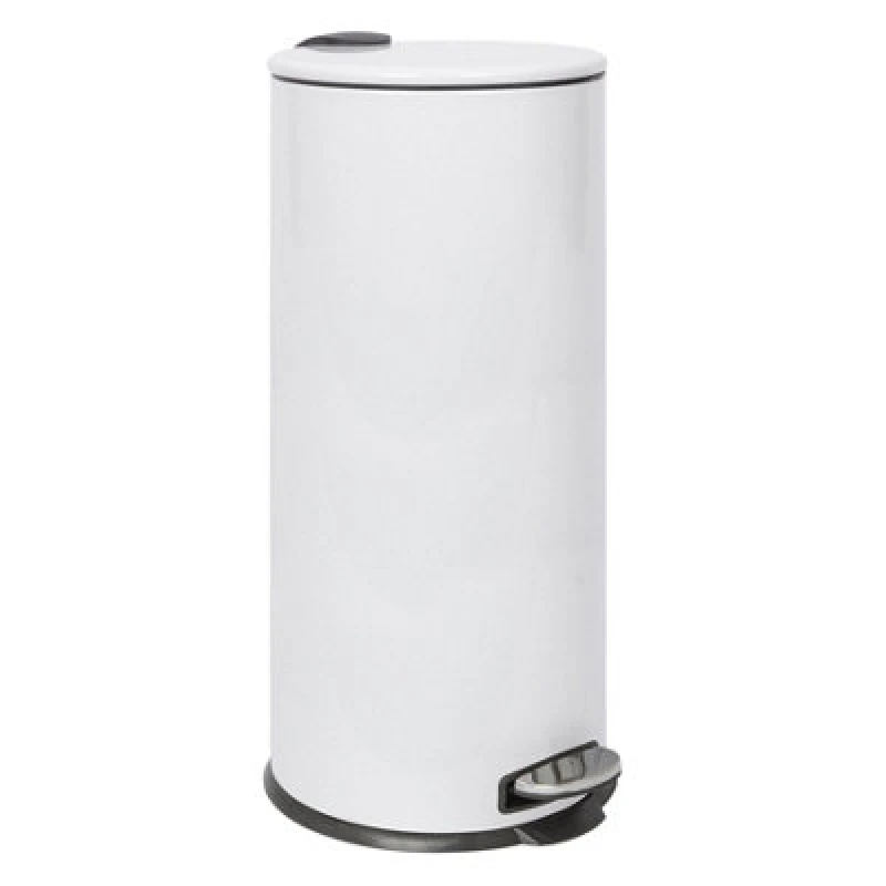 Image of Harbour Housewares 30L Stainless Steel Kitchen Pedal Bin With Lid White Foot Pedal Removable Inner Bucket Slim Tall 31X36X63Cm