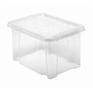 Image of 5 Star Office Storage Box Plastic with Lid Stackable 24 Litre Clear