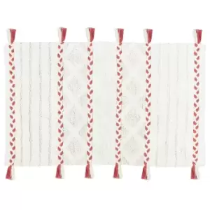 Image of Tassel Diamond Bath Mat Red Clay/Ivory