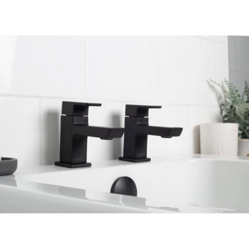 Image of Bristan Cobalt Bath Pillar Taps - Black