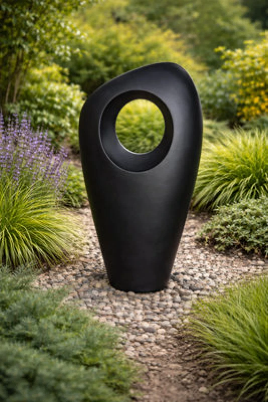 Image of Vossmoon Titan Garden Modern Ornament In Black 88.5X51Cm
