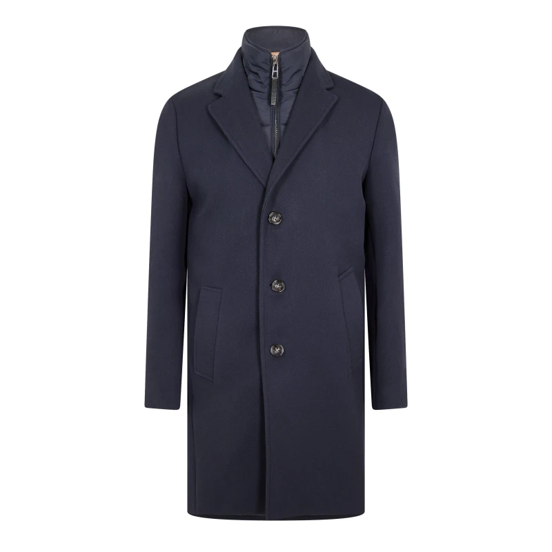 Image of Boss Mens H Hyde Bib Overcoat Dark Blue male M