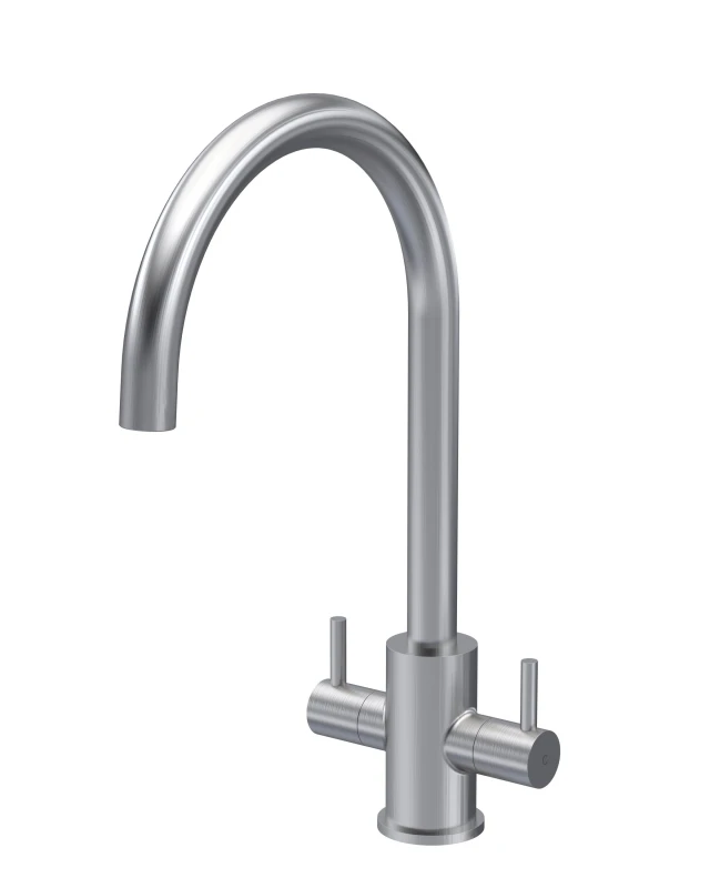 Image of Balterley Kitchen Mono Mixer Tap with 2 Lever Handles Brushed Nickel 436mm Metallics