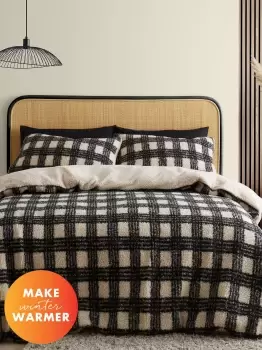 Image of 'Cosy Borg Sherpa Check' Duvet Cover Set