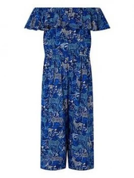Image of Monsoon Girls S.E.W Sadie Zebra Jumpsuit - Blue