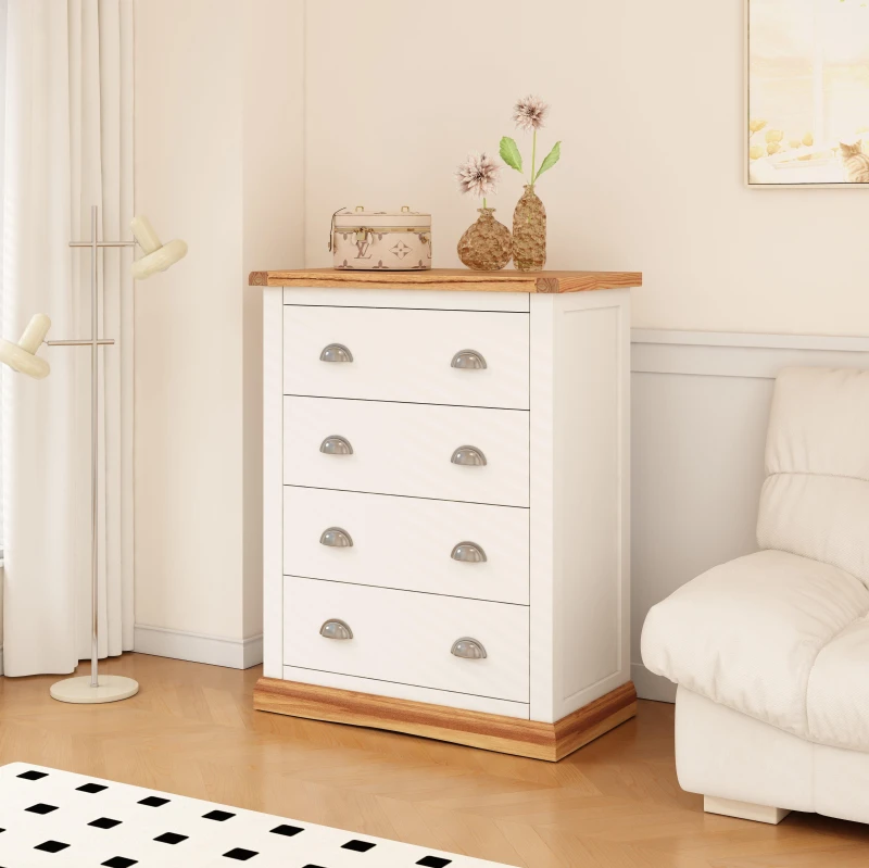 Image of Cabinet Bits Tropea 4 Drawer Chest of Drawers Chrome Cup Handle in Off-White Off-White Unisex