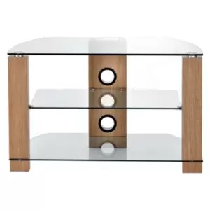 Image of TTAP L630 1200 2O Vision 1200mm TV Stand in Light Oak with Clear Glass