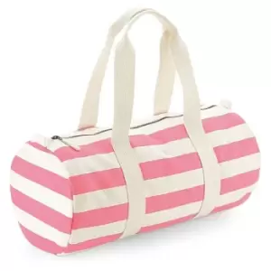Image of Westford Mill Unisex Nautical Barrel Bag (One Size) (Natural/Pink)