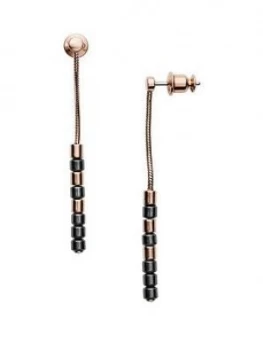 Image of Skagen Rose Gold Tone And Grey Beaded Detail Ladies Drop Earrings