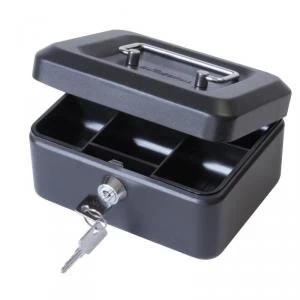 Image of Value 15cm 6 Metal Cash Box Bk