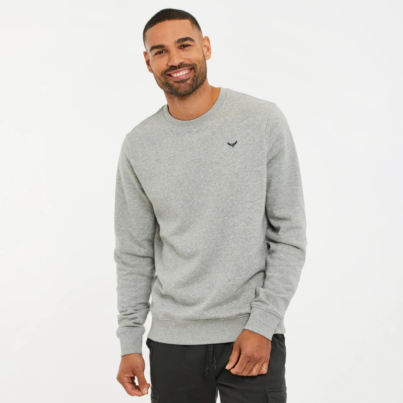 Image of Threadbare Cotton Blend 'Satsuma' Crew Neck Sweatshirt Light Grey