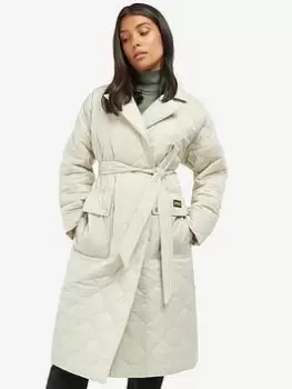 Image of Barbour International Harewood Quilted Trench - Beige, Beige, Size 14, Women