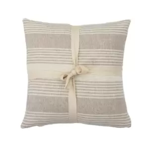 Image of Simply Green Recycled Cotton Stripe Cushion Taupe