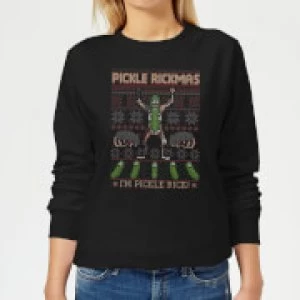 Image of Rick and Morty Pickle Rick Womens Christmas Sweatshirt - Black - S