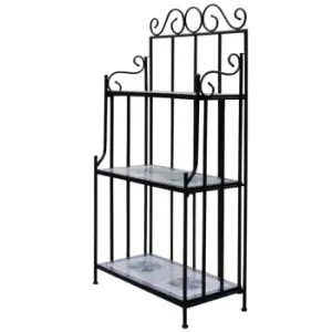 Image of Vidaxl Plant Stand Plant Display Blue White Mosaic Pattern