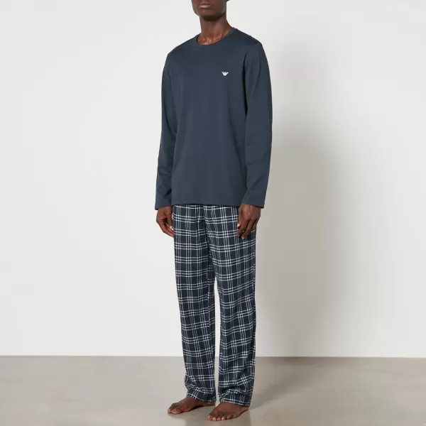 Image of Emporio Armani Brushed Cotton Pyjamas - S