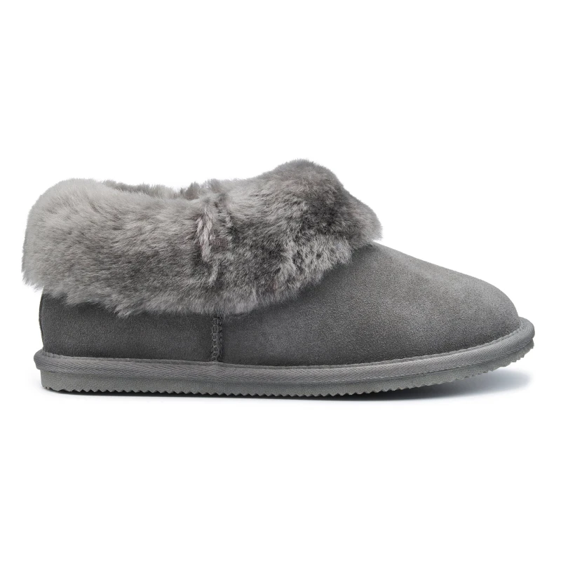 Image of Hotter Womens 'Hug' Sheepskin Slippers in Dark Grey Size: 4 Dark Grey Female 4