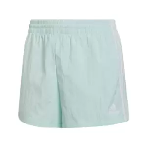 Image of adidas Essentials 3-Stripes Woven Shorts (Loose Fit) Wome - Ice Mint / White
