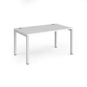 Image of Bench Desk Single Person Rectangular Desk 1400mm White Tops With White Frames 800mm Depth Connex