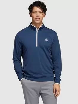 Image of adidas Golf Primegreen UPF Quarter Zip Pullover - Navy/White, Size S, Men