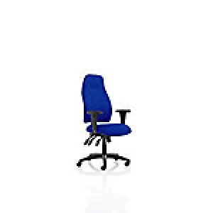 Image of Task Operator Chair Esme Blue Fabric With Triple Lever Mechanism And Height Adjustable Arms