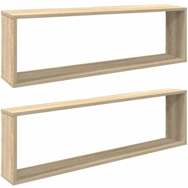 Image of VIDAXL Vidaxl - Wall Cube Shelf 2 pcs Sonoma Oak 100x15x30cm Engineered Wood 8720286595060