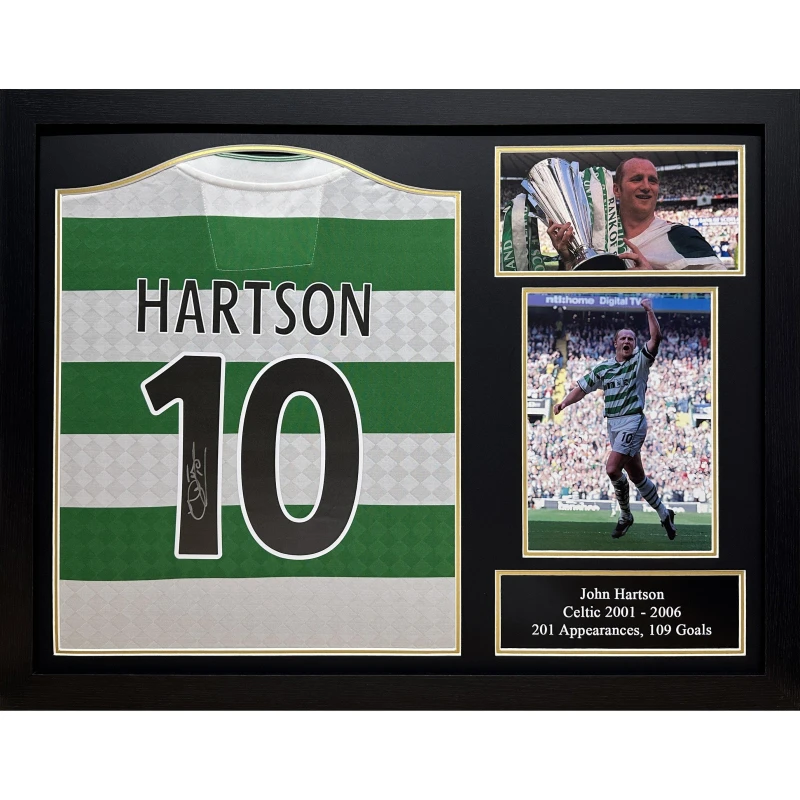 Image of AllStarSignings Ltd John Hartson signed Celtic shirt Green unisex One Size