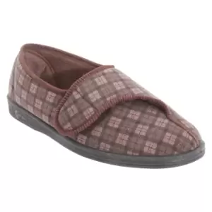 Image of Comfylux Mens Paul Check Slippers (8 UK) (Dark Brown)