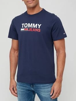 Image of Tommy Jeans Corp Logo T-Shirt - Navy Size M Men