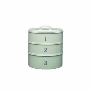 Image of KitchenCraft Living Nostalgia 3-tier Metal Cake Storage Tin - English Sage Green