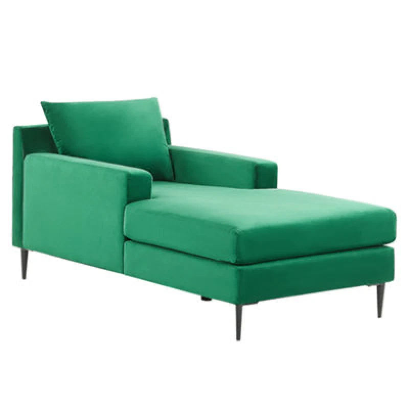 Image of Beliani Chaise Longue Gueret Velvet Green